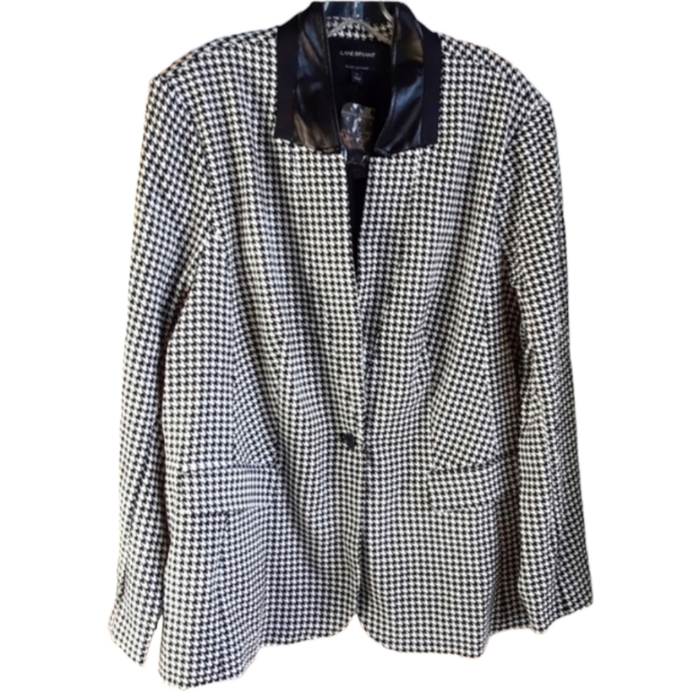 Lane Bryant classic black and white houndstooth blazer jacket Size 24 New